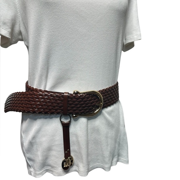 Michael Kors Brown Woven Belt with Gold Buckle - Picture 5 of 7